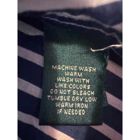 Lauren Ralph Lauren Medium Navy & White Striped Button-Up Shirt M 100% Cotton - Picture 5 of 10